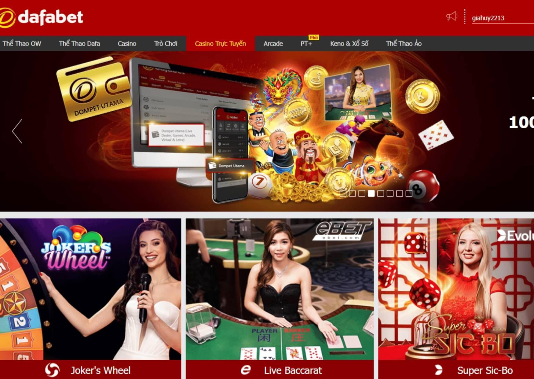 Website nhà cái Dafabet thiết kế hiện đại, màu sắc bắt mắt thu hút người chơi